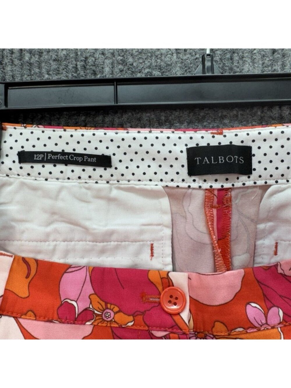 Talbots Perfect Crop Pants Womens 12P Petite Pink Orange Floral Flowers Chino - Picture 4 of 11